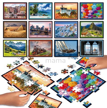 Puzzle Battle Cestovanie Travel Educa 12 druhov puzzle 504 dielikov a 12 kariet s obrázkami od 7 rokov
