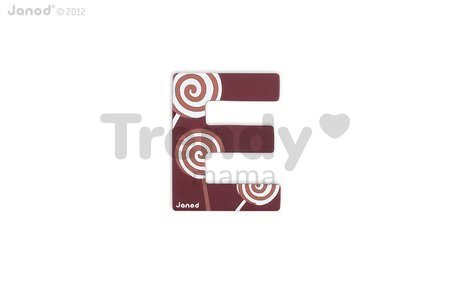 Drevené písmeno E ABCDeco Janod lepiace 8 cm hnedé/červené od 3 rokov