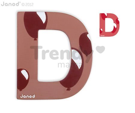 Drevené písmeno D ABCDeco Janod lepiace 9 cm hnedé/červené od 3 rokov