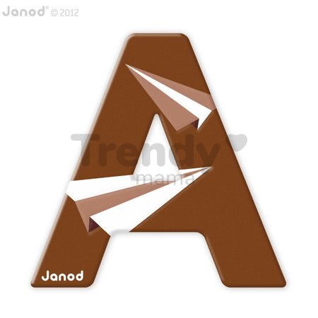 Drevené písmeno A ABCDeco Janod lepiace 10 cm sivé/hnedé od 3 rokov