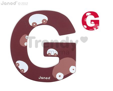 Drevené písmeno G ABCDeco Janod lepiace 8 cm hnedé/červené od 3 rokov