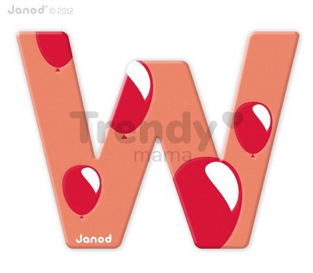 Drevené písmeno W ABCDeco Janod lepiace 9 cm modré/červené od 3 rokov
