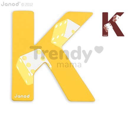 Drevené písmeno K ABCDeco Janod lepiace 10 cm žlté/hnedé od 3 rokov