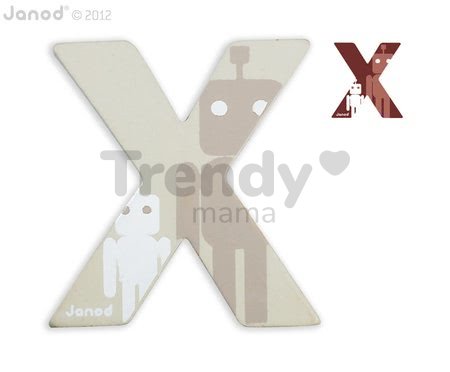 Drevené písmeno X ABCDeco Janod lepiace 10 cm béžové/hnedé od 3 rokov