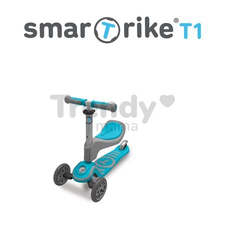 Kolobežka a odrážadlo T1 smarTrike 3v1 s T-lock systémom, nastaviteľným sedadlom a rúčkou šedo-modrá od 15 mes