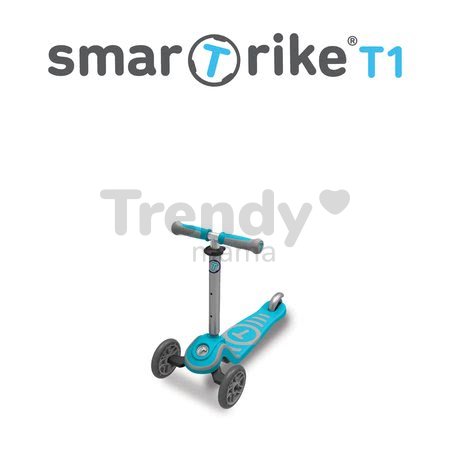 Kolobežka a odrážadlo T1 smarTrike 3v1 s T-lock systémom, nastaviteľným sedadlom a rúčkou šedo-modrá od 15 mes