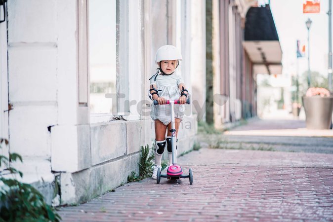 Kolobežka a odrážadlo T1 smarTrike 3v1 s T-lock systémom, nastaviteľným sedadlom a rúčkou šedo-ružová od 15 mes