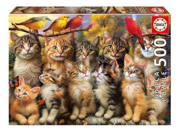 Puzzle Kittens and Birds Educa 500 dielov a Fix lepidlo