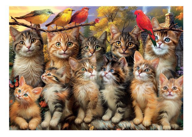 Puzzle Kittens and Birds Educa 500 dielov a Fix lepidlo