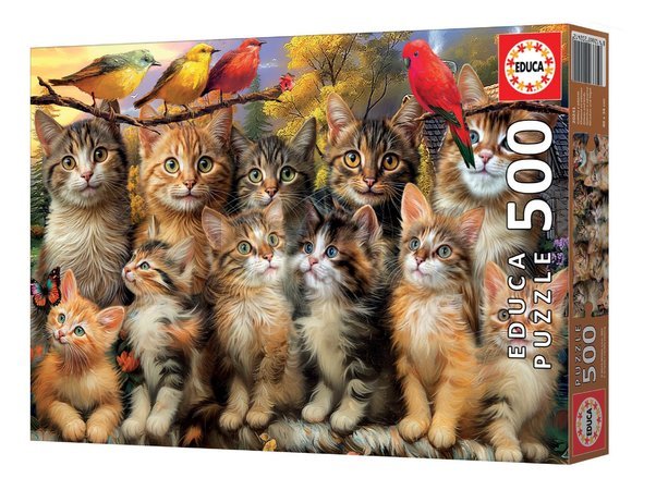 Puzzle Kittens and Birds Educa 500 dielov a Fix lepidlo