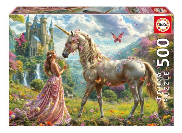 Puzzle Fairies Unicorns and Butterflies Educa 500 dielov a Fix lepidlo