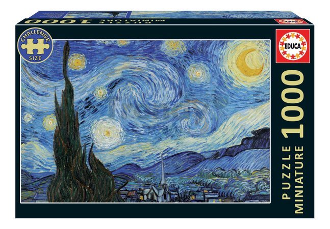 Puzzle Starry Night Miniature Educa miniatúrne 1000 dielov a Fix lepidlo