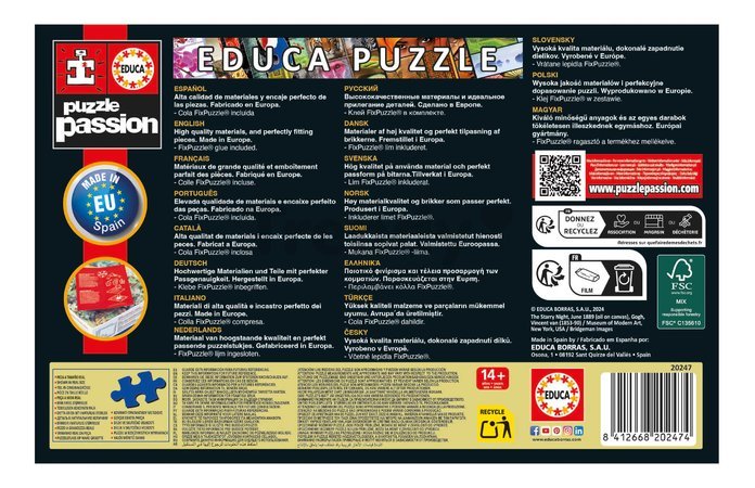Puzzle Starry Night Miniature Educa miniatúrne 1000 dielov a Fix lepidlo