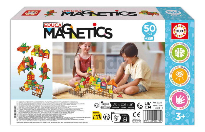 Stavebnica magnetická Zoo Magnetics Park Zoo Educa 50 farebných dielikov so 4 figúrkami zvieratiek