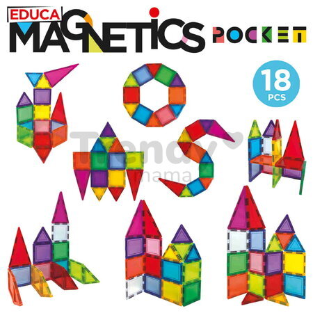 Stavebnica magnetická v puzdre Magnetics Pocket Educa 18 farebných dielikov
