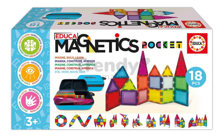 Stavebnica magnetická v puzdre Magnetics Pocket Educa 18 farebných dielikov