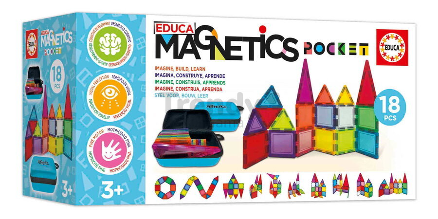 Stavebnica magnetická v puzdre Magnetics Pocket Educa 18 farebných dielikov