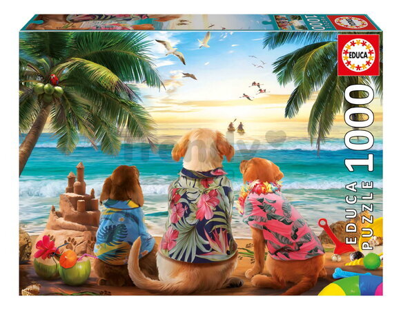 Puzzle Dogs on the Beach Educa 1000 dielov a Fix lepidlo
