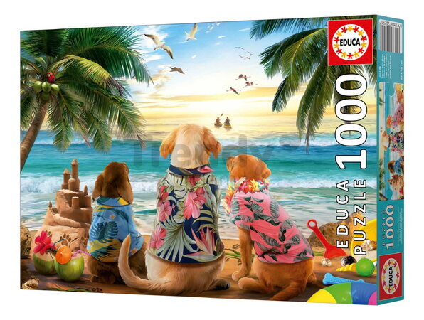 Puzzle Dogs on the Beach Educa 1000 dielov a Fix lepidlo