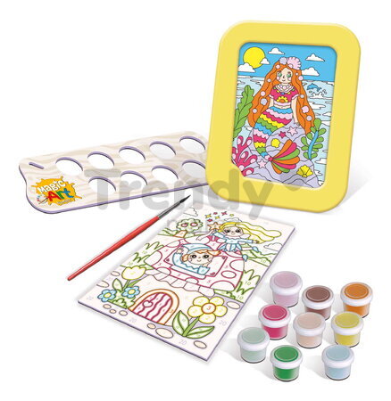 Maľovanie podľa čísiel Fantázia Magic Art Number Fantasy Educa 2 obrázky s rámikom a 9 farieb so štetcom a paletou od 6 rokov
