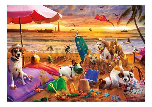 Puzzle Dogs Playing on the Beach Educa 1000 dielov a Fix lepidlo