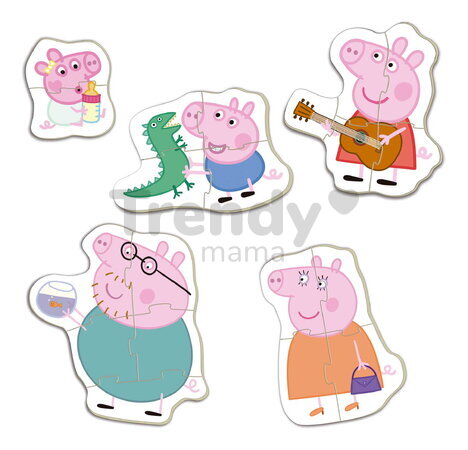 Puzzle pre najmenších Peppa Pig 4 Baby Educa progresívne 2-4-4-4-5 dielikov od 24 mes EDU20319