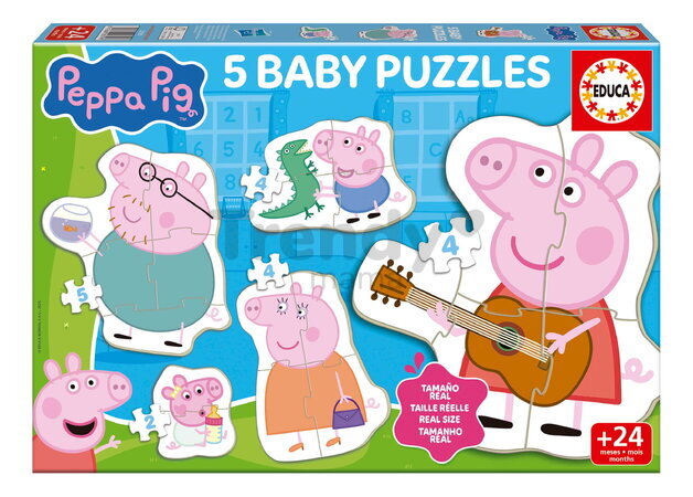 Puzzle pre najmenších Peppa Pig 4 Baby Educa progresívne 2-4-4-4-5 dielikov od 24 mes EDU20319