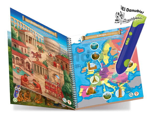 Náučná hra s interaktívnym perom Okolo sveta Around the World Pen Educa so zvukom 8 stránok so 16 témami od 7 rokov v španielčine