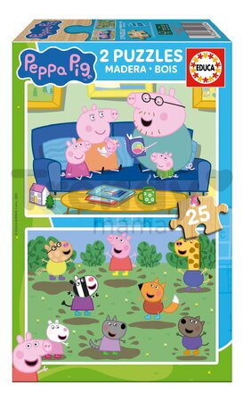 Drevené puzzle Peppa Pig Educa 2x25 dielikov