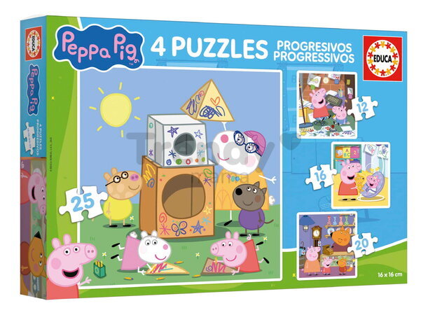 Puzzle Peppa Pig Progressive Educa progresívne 12-16-20-25 dielov