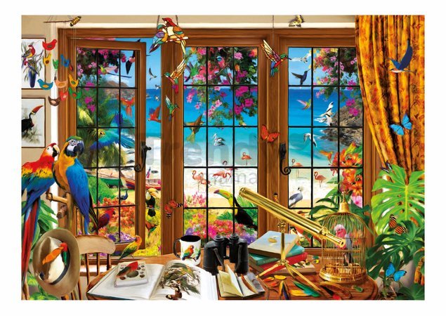Puzzle Bird Watcher´s Window Educa 1500 dielov a Fix lepidlo