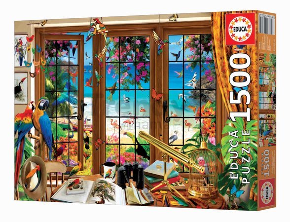 Puzzle Bird Watcher´s Window Educa 1500 dielov a Fix lepidlo