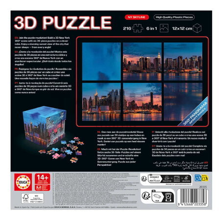 Puzzle v kocke Panoráma New York 3D Cube NY Panorama Educa 216 dielikov od 8 rokov