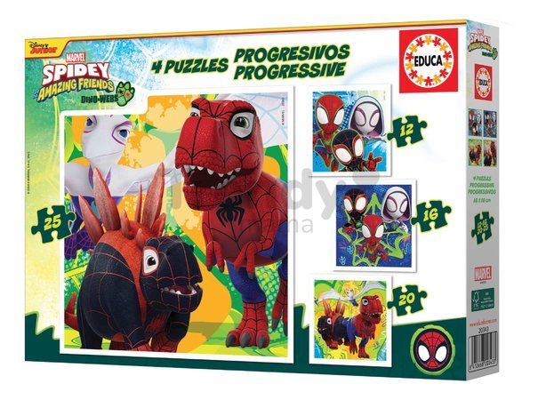 Puzzle Spidey Dino Marvel Progressive Educa progresívne 12-16-20-25 dielov