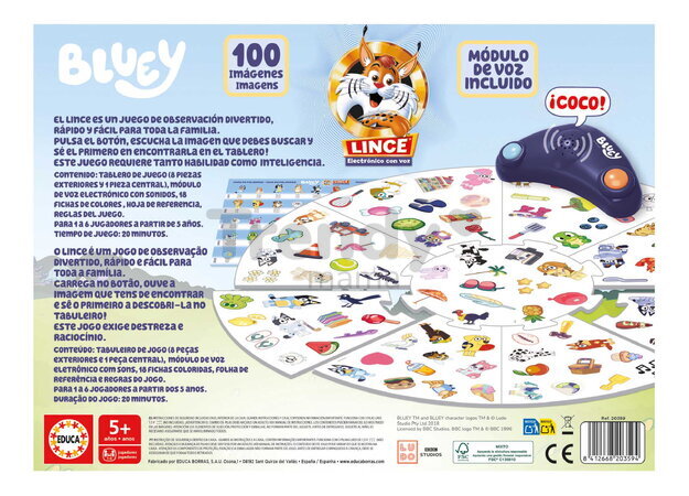 Spoločenská hra Rýchly ako rys Lynx with Bluey Voice Educa elektronická s reproduktorom 100 obrázkov od 6 rokov EDU20359