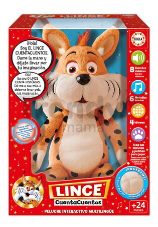 Plyšový rys interaktívny s rozprávkami Lynx Storry Teller Educa s hlasovým modulom 8 klasických rozprávok a 6 pesničiek v španielčine, angličtine, fra