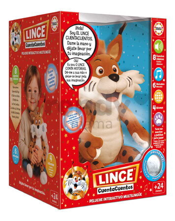 Plyšový rys interaktívny s rozprávkami Lynx Storry Teller Educa s hlasovým modulom 8 klasických rozprávok a 6 pesničiek v španielčine, angličtine, fra