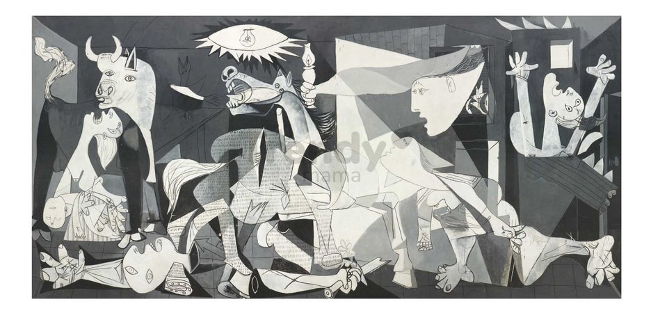 Puzzle panoramatické Guernica Pablo Picaso Miniature Educa miniatúrne 1000 dielov a Fix lepidlo