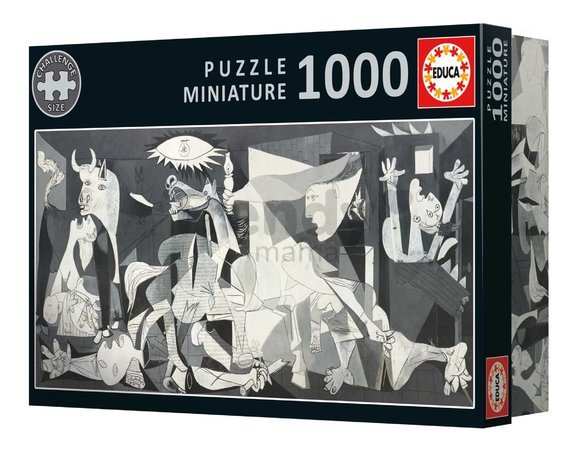 Puzzle panoramatické Guernica Pablo Picaso Miniature Educa miniatúrne 1000 dielov a Fix lepidlo
