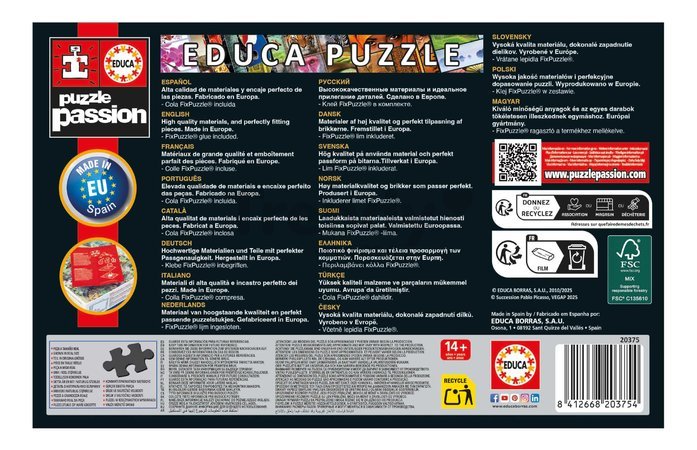 Puzzle panoramatické Guernica Pablo Picaso Miniature Educa miniatúrne 1000 dielov a Fix lepidlo