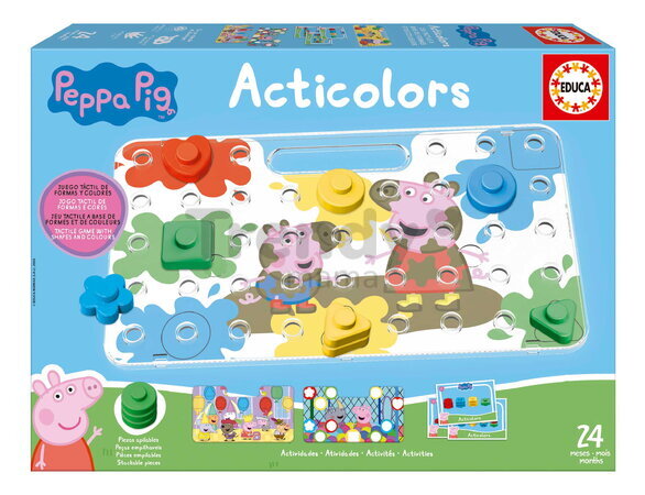 Učíme sa farby a tvary Peppa Pig Acticolors Baby Games Educa 44 vkladacích dielikov s 8 obrázkami od 24 mes EDU20382