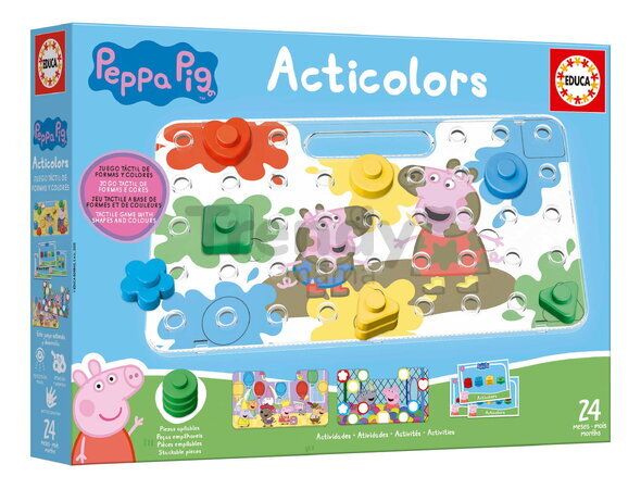 Učíme sa farby a tvary Peppa Pig Acticolors Baby Games Educa 44 vkladacích dielikov s 8 obrázkami od 24 mes EDU20382