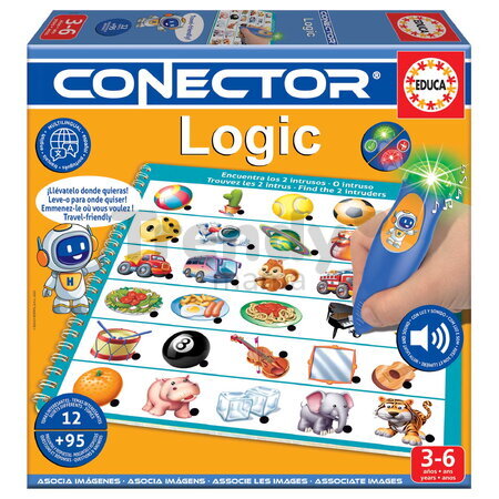Spoločenská hra Učíme sa logicky myslieť Logic Conector Educa s inteligentným perom so zvukom a svetlom 95 otázok v španielčine francúzštine portugalč