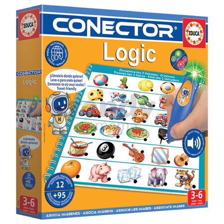 Spoločenská hra Učíme sa logicky myslieť Logic Conector Educa s inteligentným perom so zvukom a svetlom 95 otázok v španielčine francúzštine portugalč