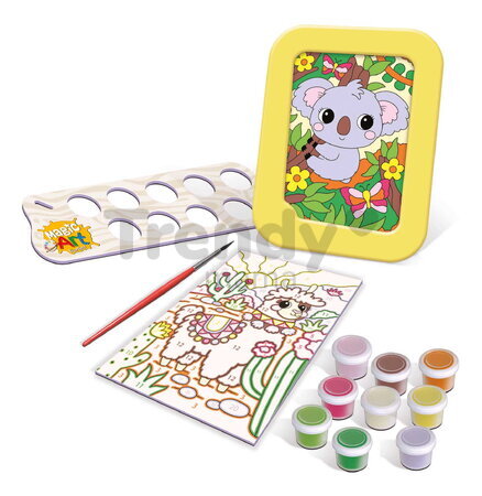 Maľovanie podľa čísiel Llama & Koala Magic Art Number Educa 2 obrázky s rámikom a 9 farieb so štetcom a paletou od 6 rokov
