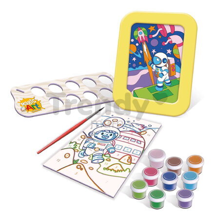 Maľovanie podľa čísiel Vesmír Magic Art Number Space Scene Educa 2 obrázky s rámikom a 9 farieb so štetcom a paletou od 6 rokov
