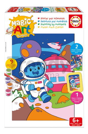 Maľovanie podľa čísiel Vesmír Magic Art Number Space Scene Educa 2 obrázky s rámikom a 9 farieb so štetcom a paletou od 6 rokov