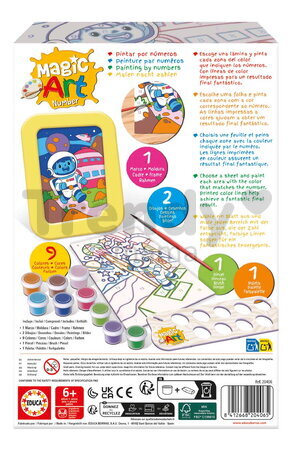 Maľovanie podľa čísiel Vesmír Magic Art Number Space Scene Educa 2 obrázky s rámikom a 9 farieb so štetcom a paletou od 6 rokov