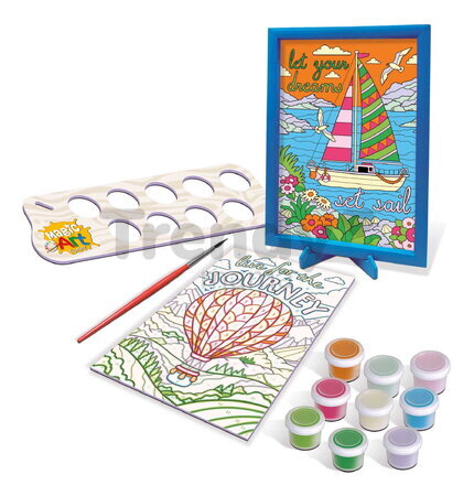 Maľovanie podľa čísiel Dopravné prostriedky Magic Art Number Vehicles Educa 2 obrázky s rámikom a s 9 farbami štetcom a paletou od 9 rokov