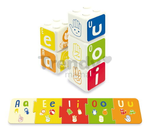 Didaktické kocky so samohláskami Vowels Educubes Baby Games Educa stohovateľné od 24 mes EDU20412